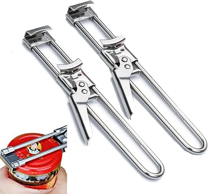 2PCS Master Jar & Bottle Opener,Adjustable Multifunctional Stainless Steel Can Opener Jar Lid Gripper,Manual,Kitchen Accessories（Silver）