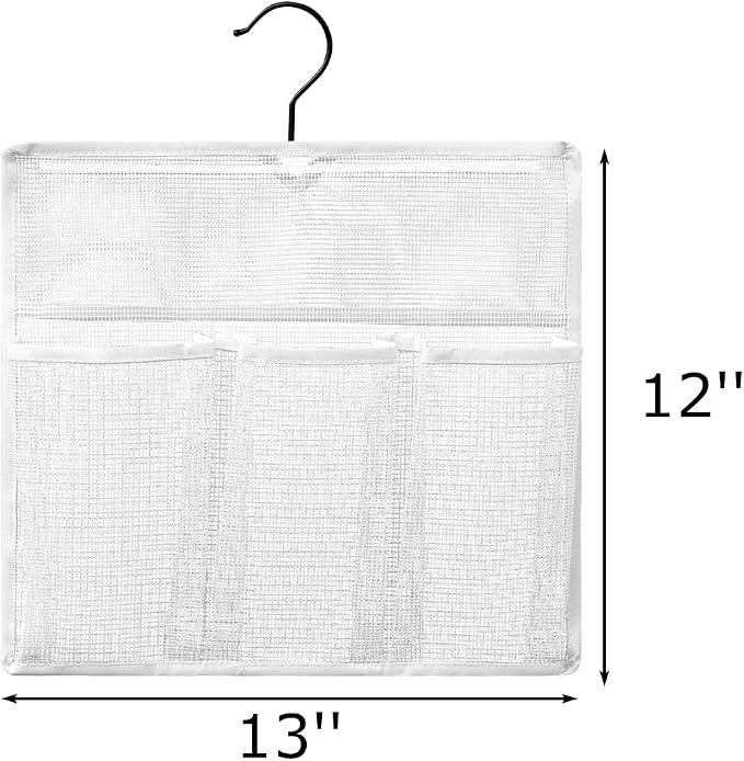 ALYER Mesh Shower Organizer,Shower Caddy with Rotating Detachable Metal Hanger, Quick Dry Bathroom Storage for Toiletry Accessories, Portable Shower Bag for RV,Dorm,Gym and Travel (White)