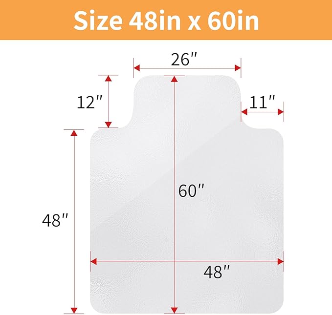 Yecaye Desk Chair Mat for Hardwood Floor, Office PVC Computer Chair Mat, Floor Protector for Rolling Chairs (Transparent, 48" x 60")