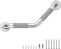 Grab Bars for Bathtubs and Showers- 1-1/4 x 16 Angled Shower Grab Bar for Seniors Knurled Stainless Steel Handicap Grab Bars for Wall, 15" Hole Center (Polished Nickel, 1 Pack)