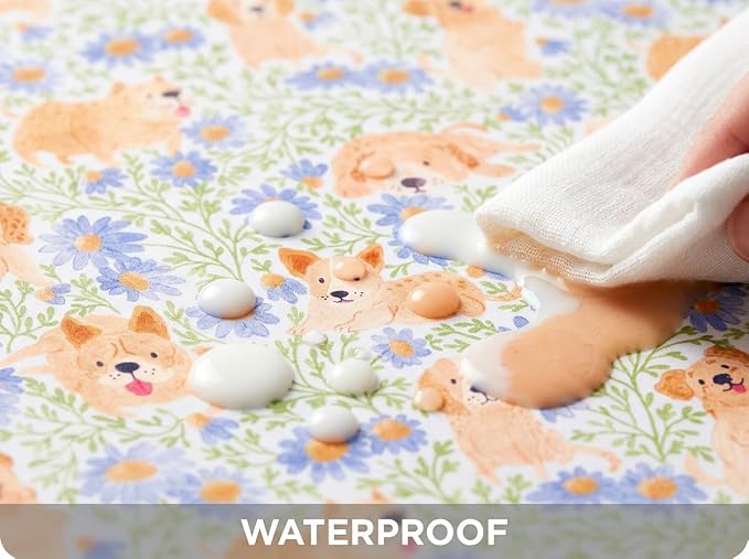 Splat Mat for Under High Chair/Arts/Crafts, Waterproof and Anti-Slip Splash Mat Floor Protector, Washable Highchair Floor Mat, 51 Inch Reusable Messy Mat and Baby Feeding Table Cloth
