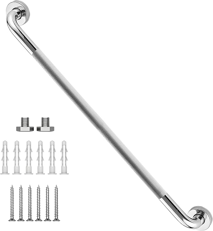 36 Inch Shower Grab Bar,XIANTHUS Chrome Anti Slip Safety Bars, 304 Stainless Steel Bathroom Handrail, Handicap Grab Bars for Wall, Shower Grip Handle for Seniors Elderly Injury Assist Bath (1.25" Dia)