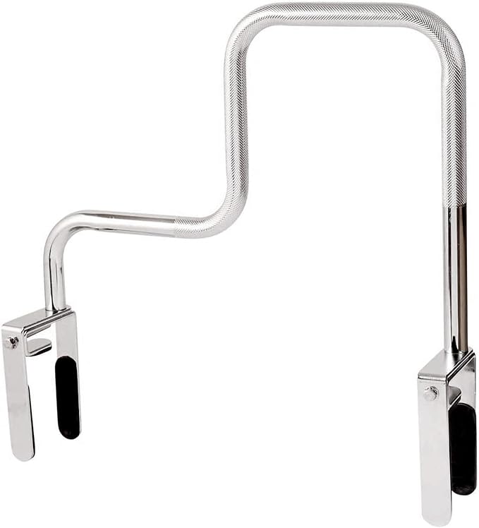 DMI Chrome Plated Adjustable Grab Bars for Bathtub and Showers for Seniors, Rust-Resistant Safety Rail with Textured Non-Slip Handle, 250 lb Capacity, Brackets Fit 3.3" - 5.8” Tub Walls