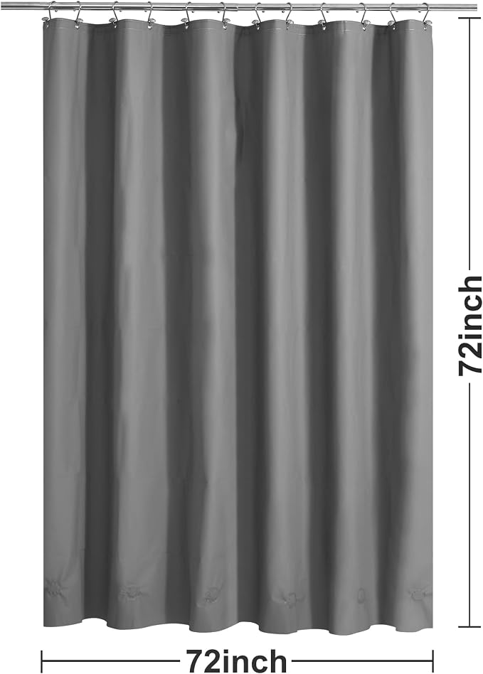 Barossa Design Gray Shower Curtain Liner with 6 Magnets - Heavy Duty Waterproof PEVA Shower Liner for Bathroom, 72" x 72" Standard Size, Metal Grommets - Dark Gray, 72x72