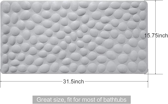 Non-Slip Bathtub Mat OTHWAY Soft Rubber Bathroom Bathmat with Strong Suction Cups (Grey)