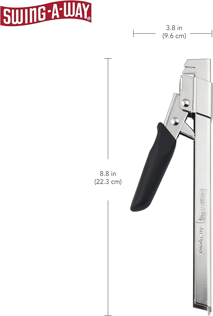 Swing-A-Way Comfort Grip Jar Opener, 7.5-Inch, Adjustable Multifunctional Stainless Steel Can Opener with Gripper, Arthritis Friendly Soft Rubber Grip Handle, Kitchen Accessories (Black)