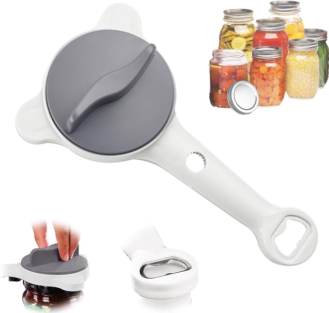 New 4-in-1 Retractable Jar & Bottle Opener, Adjustable Stainless Steel Lid Remover with Non-Slip Grip for Seniors, Multi-Functional Jar Opener with Ergonomic Handle for Kitchen Jars Cans Bottles(Gray)