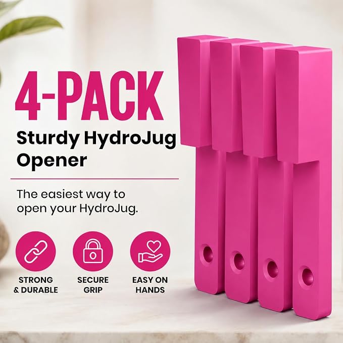 4 Pack - Easy Grip Bottle Cap Opener – Ergonomic Lid Turner for Stanley, Hydrojug, & Owala Tumblers – Easy Grip Assisted Bottle Opener for Weak Hands – 20oz, 32oz, 40oz - Pink