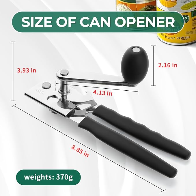 Manual Can Opener Heavy Duty Stainless Steel Commercial Can Opener Handheld Smooth Edge for Seniors for Kitchen Restaurant for Big Cans