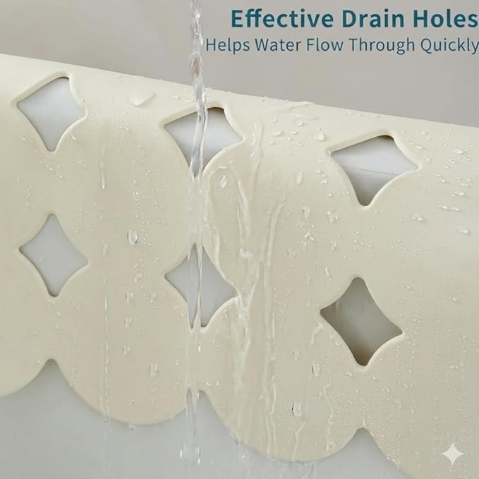 Webos Bathtub Mat Non Slip: Extra Long Rubber Bath Mat for Tub with Strong Suction Cups 15.4" x 37.8" Anti Slip Shower Mat, Big Drain Holes Bathroom Mats for Tub & Shower, Circle-Beige