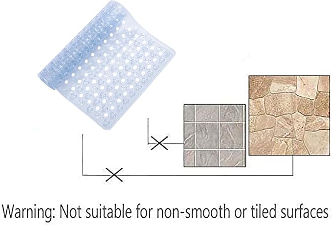 Shower Bathtub Mat Non Slip Bath Mat for Tub Non Slip Bath Mats for Bathroom Bath Tub Mats Shower Floor Mat With Suction Cups 34.5 x 15.5(Clear)