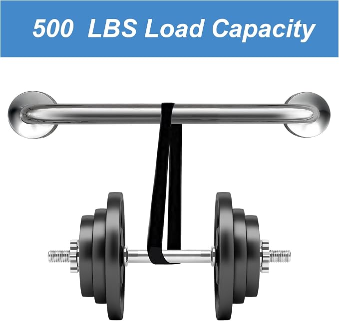 Handicap Grab Bars, 2 Pack 18 Inch Shower Grab Bar for Seniors, 304 Stainless Steel ADA Grab Bars for Bathtubs and Showers, Toilet, Safety Shower Handle for Elderly, Disabled, Injury (Chrome Polished)