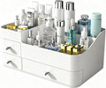 Makeup Organizer with Drawers, Bathroom Counter Organizer, Plastic Cosmetic Display Case, Large Skincare Storage for Vanity Countertop, Ideal for Bedroom Dresser top and Desktop
