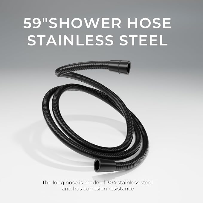 Wide Rain Shower Head With 5 Modes Handheld Showerheads, High Pressure Showerhead Combo with Extension Arm for Bathroom Accessories, Adjustable Shower Head with Anti-Clog Nozzles (Black)