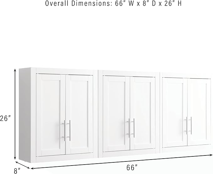 Crosley Furniture Savannah 3-Piece Wall Kitchen Storage Cabinet, Cabinets for Laundry, Bathroom, White