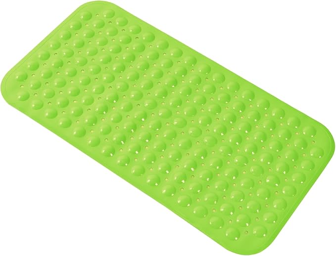 Anti-Slip Bathtub Shower mat, 28×15（ 70×37cm） inch Soft Oversized Machine Washable Non-Slip Bathtub mat with Drainage Holes, Bathroom Floor Suction Cup.（1-Opaque Pea Green）