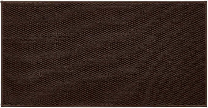 TYUU Bathroom Rugs Non Slip Washable, Super Absorbent Thin Bath Mat Quick Dry Low Pile Bathroom Rug, Brown 24"x47"
