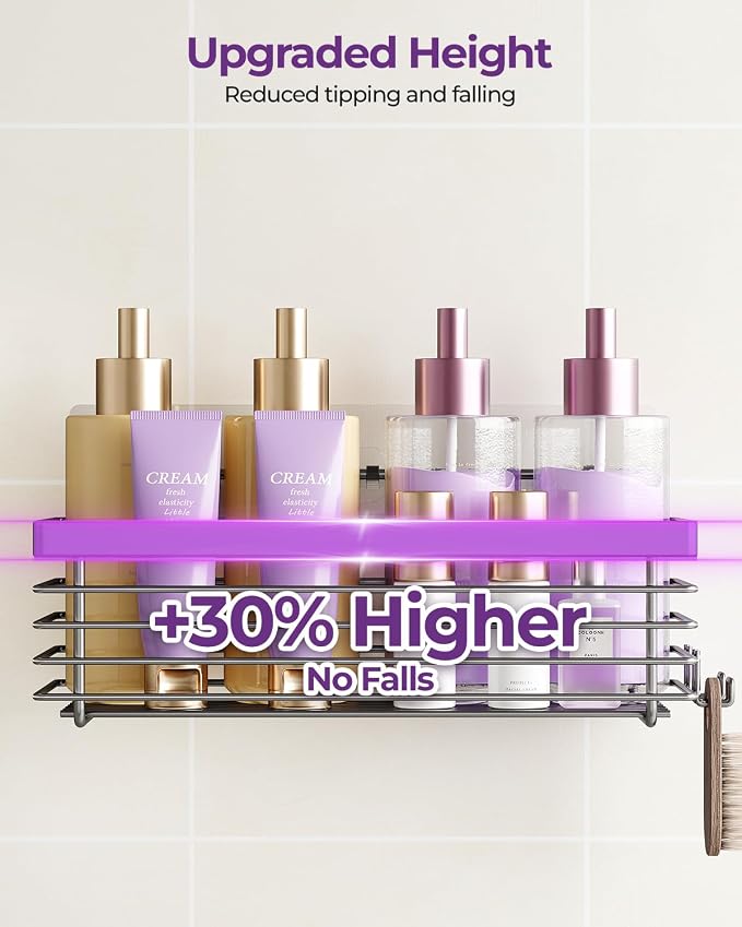 ODesign Shower Caddy 3 Pack SUS304 Stainless Steel-No Drilling-Shower Bathroom Shelves Rack,Rustproof Wall Mounted,Adhesive Shower Shelf Basket Organizer-Grey