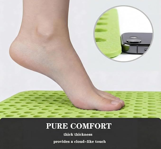 Nonslip Bathtub Mat Extra Soft TPE Bath Mat for Kids, Machine Washable Bathroom Shower Mat, Smooth/Non-Textured Tubs Only, 30L x 17W Inch (Green)