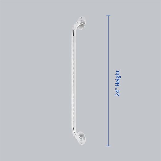 Medline Knurled Chrome 24” Grab Bar for Shower & Bathtub, Independence & Ease of Movement — for Elderly, Handicapped or Seniors, 300 lb. Capacity, 1 Bar