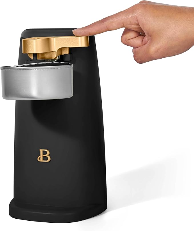 DqOasd Electric Can Opener by Drew Barrymore, Stainless Steel Blade, Auto-Turn Feature (Black Sesame), 1