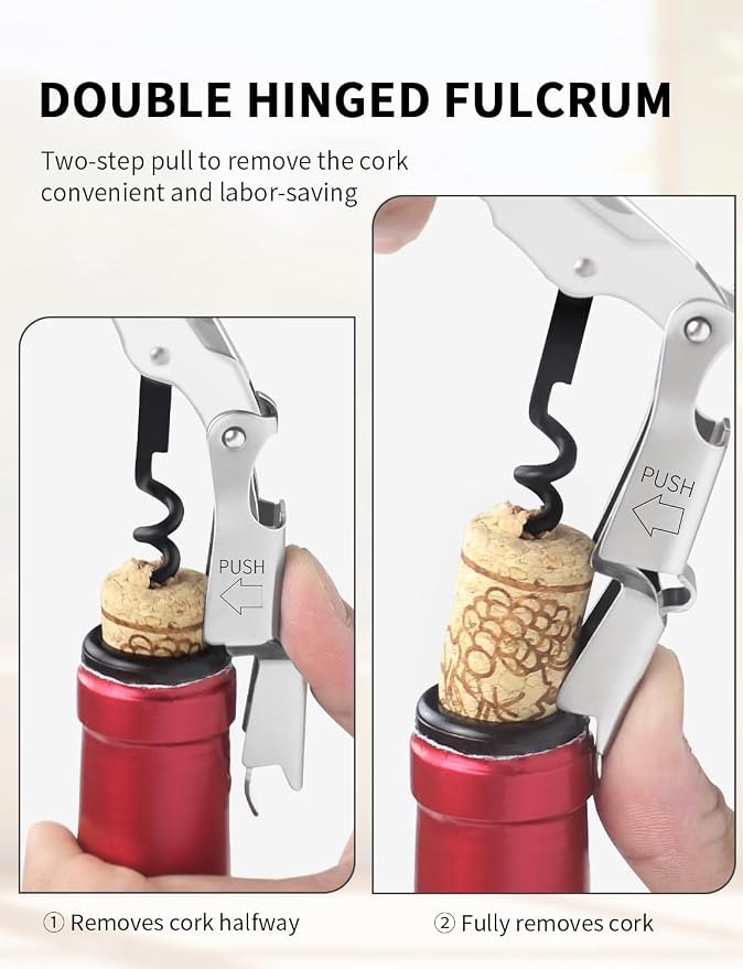 CORKAS Wine Key - Professional Handcrafted Heavy Duty Waiter Corkscrew, Compact Wine Opener with Double Hinged, Foil Cutter and Bottle Opener, Gifts for Servers, Sommelier, Bartenders - White