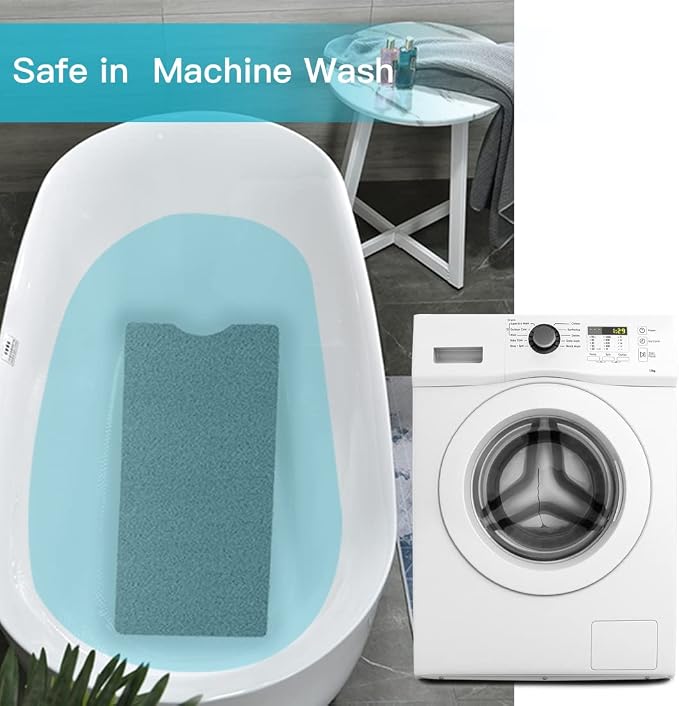 Bathtub Mat Non Slip Shower Mat Soft PVC Loofah Bath Tub Mats with Drain for Bathroom Tub 40 x 16 Inch (Grey)