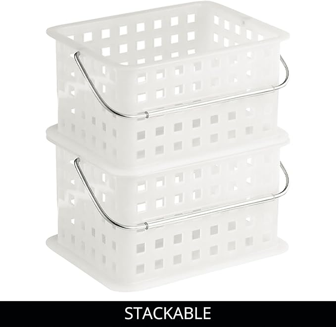 iDesign Portable Shower Caddy Basket for College Dorm or Bathroom, Set of 3, Frost, Made in USA