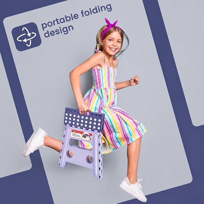 ACSTEP 13 Inch Folding Step Stool,Foldable Step Stools for Kids and Adults 300 LB Capacity, 300 LB Capacit Suitable for Kitchen Fishing (Purple)