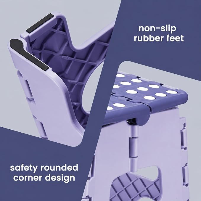 ACSTEP 13 Inch Folding Step Stool,Foldable Step Stools for Kids and Adults 300 LB Capacity, 300 LB Capacit Suitable for Kitchen Fishing (Purple)