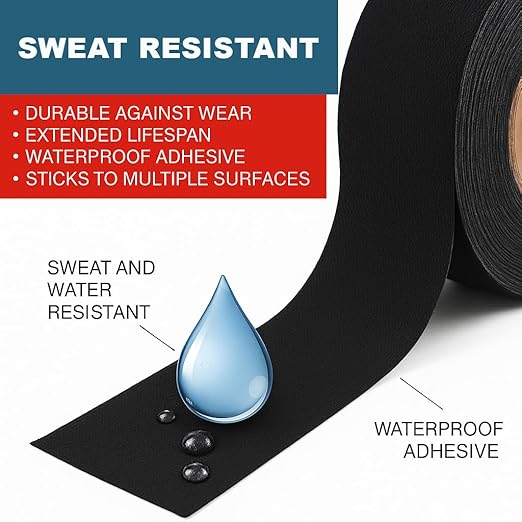 Thunder Tape 2 Pk Grip Tape - Cloth Grip Tape for Pull Up Bars, Sports, Tools, Handles, Bats, Rackets, Gym Equipment, Wire Wrap - No Residue, Sweat Resistant, 1 Inch x 66 Feet Each Roll - Black
