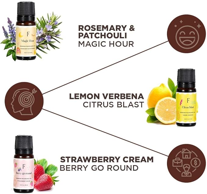 Folkulture Summer Essential Oil Set of 6 | Lemon Essential Oils for Diffusers for Home, Humidifiers, Aromatherapy | Citrus, Coconut, Fragrance Oil for Diffuser, Candle, Soap Making - Summer Vibes