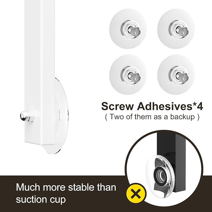 Orimade 4 Tier Adjustable Anti-slip Shower Caddy Over Shower Head, Rustproof Bathroom Hanging Organizer With 4 Hooks for Razor, No Drilling Shower Shelves Storage Rack, White