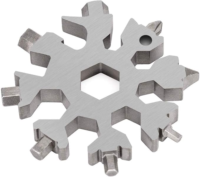 18-in-1 Snowflake Multitool, Stainless Steel Bottle Opener, Multi Tool Cool Gadget Stocking Stuffer for Men for Men, Dads, Husbands (Black)