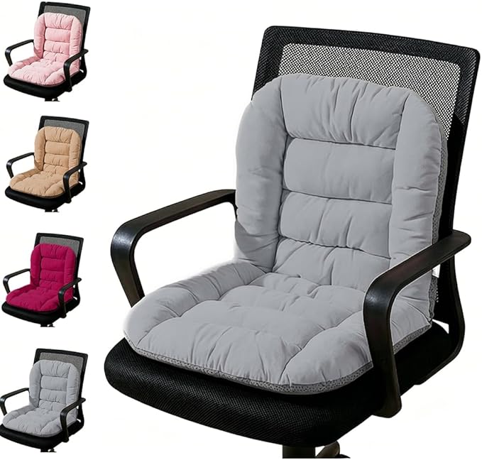 Office Chair Cushion，Desk Chair Cushion with High Back Support, Seat Cushion with Non-Slip Bottom for Home Dining Room Kitchen (Light Gray)