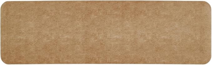 TYUU Bathroom Mat Quick Dry, Bathroom Rugs Non Slip Washable Thin Absorbent Bath Mat Fits Under Door Bathroom Floor Mat Perfect for Bath, Shower, or Sink 17"x59" Camel