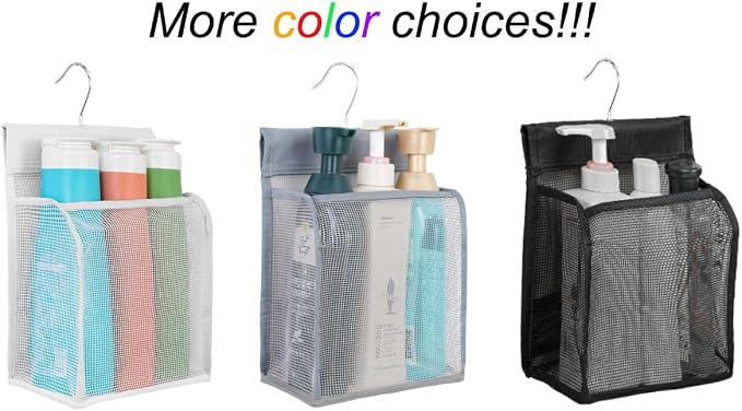 ALYER Hanging Mesh Shower Caddy Organizer Bathroom Storage Bag with Hooks for College Dorm, Gym, Swimming,RV and Travel,Gray