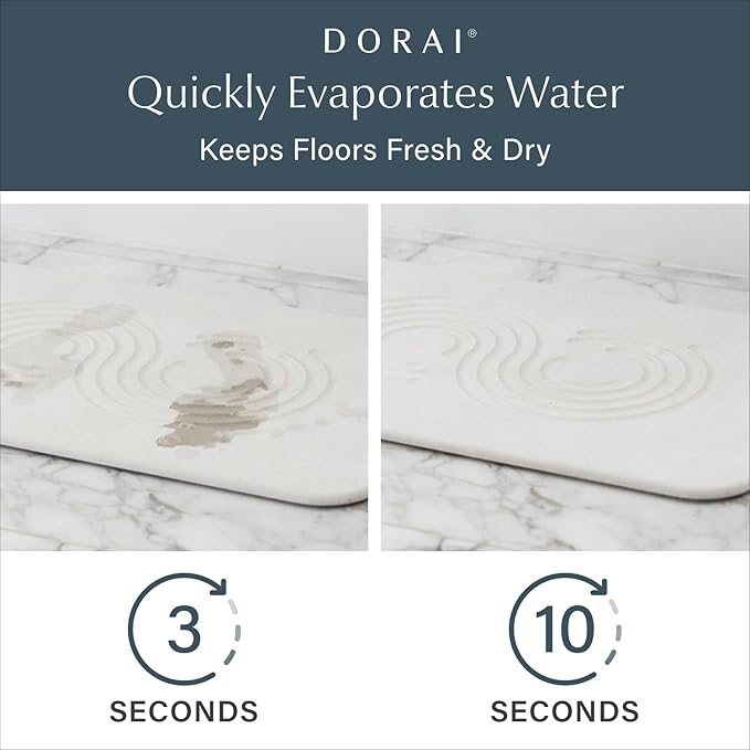 Dorai Home Stone Bath Mat - Premium Diatomaceous Earth Bath Floor Mats with Non-Slip Base, Fast-Drying Modern Shower Mat for Bathroom | Zen Sandstone - 23.6"x15.4"