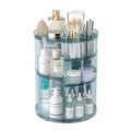 Rotating Makeup Organizer, DIY 8 Adjustable Layers Spinning Skincare Storage, Cosmetic Display Case with Brush Holder and Perfume Tray, Multi-Function Vanity Bathroom Countertop Organizer Clear Blue