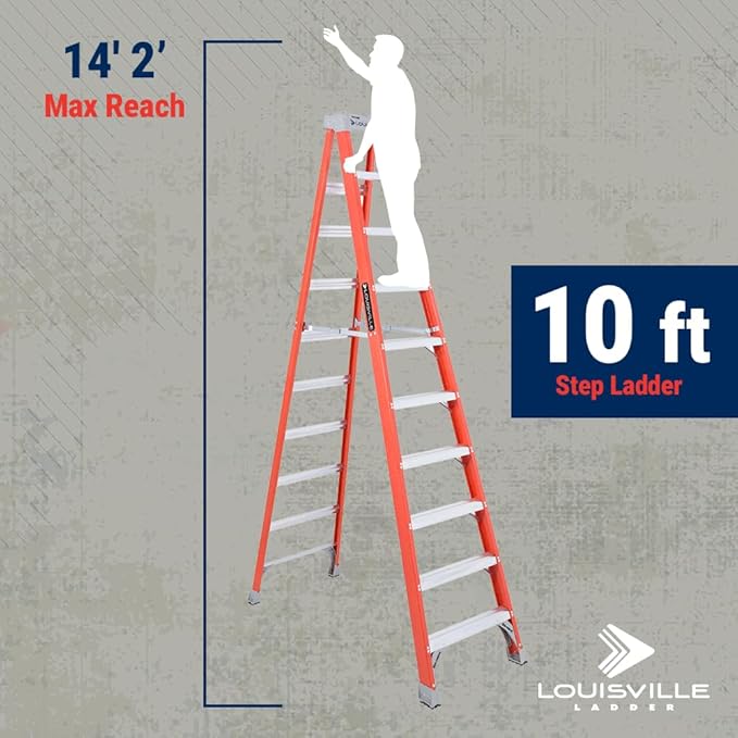 Louisville Ladder 10-Foot Fiberglass Step Ladder, 300-Pound Load Capacity, Type IA, FS1510