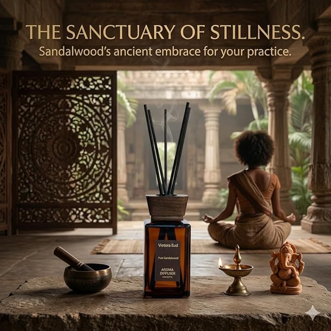 Natural Sandal Wood Reed Diffuser - 5.6 Fl Oz for Home& Office, Bathroom&Shelf Decor| Long Lasting Air Freshener|Gift for Women, Housewarming&Birthday