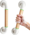 Grab Bars for Shower, 2 Pack 16 Inch Bathtub and Bathroom Safety Handle for Seniors, Anti-Slip Faux Wood Grip, Heavy Duty Shower Handles, Supports up to 500 lbs for Elderly, (Wide Bold Strip)