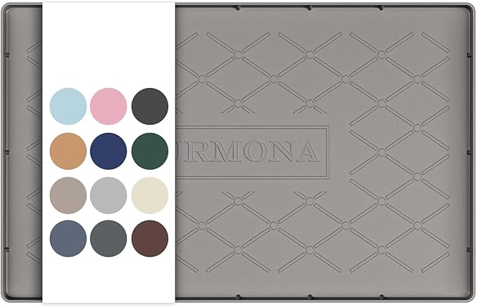 URMONA 19" x 12" Waterproof Silicone Mat in Multiple Sizes & Colors, Under Sink Mat for Kitchen & Bathroom, Pet Food Pad for Dogs & Cats, Kitchen Cabinet Liner, Multi-Purpose for Storage(Beige)