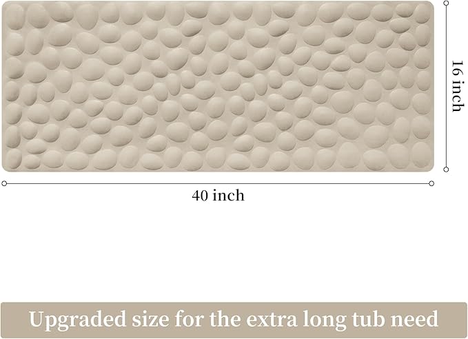 OTHWAY Bathtub Mat Non Slip, Rubber Bath Mat for Kids for Baby, 16x40 inch Large Bath Mats for Bathroom Tub with Strong Suction Cups (Brown)