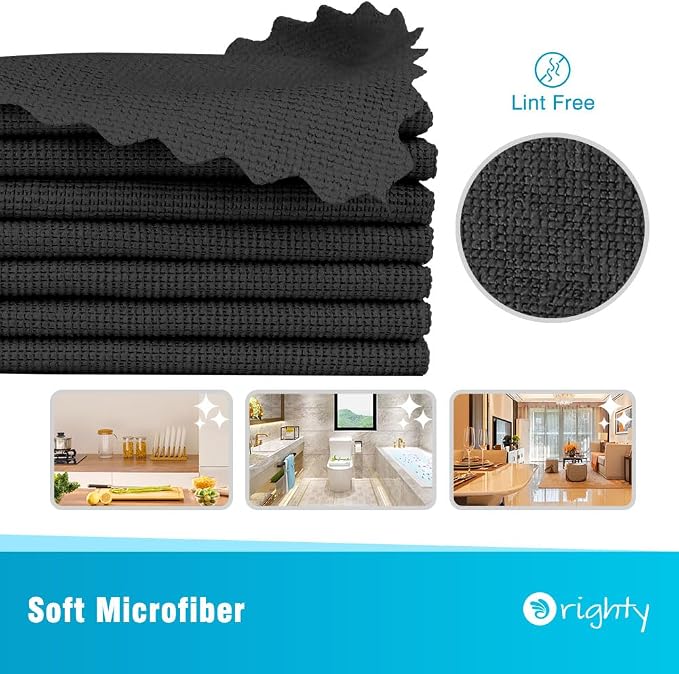 Orighty Microfiber Cleaning Cloth, 400 Pack Highly Absorbent Cleaning Rags, Household Cleaning Supplies, Reusable Microfiber Towels Lint Free Cloths for House, Kitchen, Car Care, 12x11 inch, Black