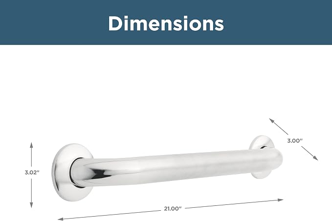 Franklin Brass (1-Pack) 18' ADA Grab Bar Concealed Screw Bathtub Handle Safety Grip in Stainless Steel 1-1/2' diameter Wall Mount Shower Assist Handicap 5618