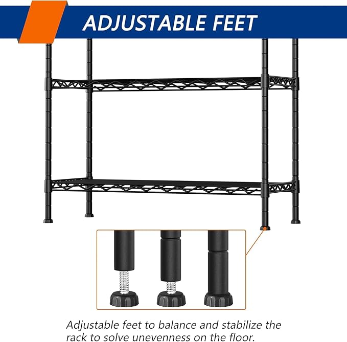REGILLER 5-Shelf Adjustable Heavy Duty Storage Shelving Unit,Metal Organizer Wire Rack for Laundry Bathroom Kitchen Pantry Closet(Black,14" D x 36" W x 71.9" H)
