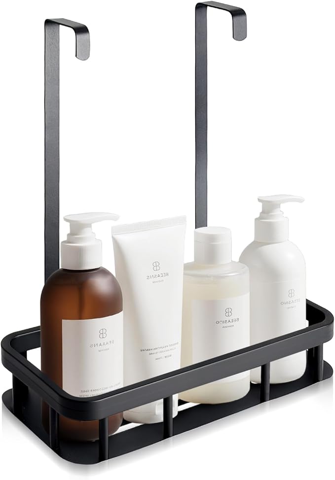 Shower Caddy Hanging, Showers Organizer Rack for Chair Bench for Elderly Seniors Disabled Shower Chair- Black