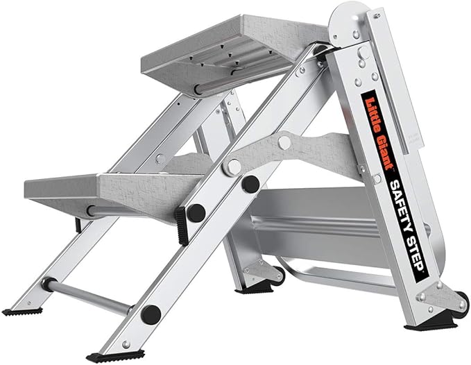 Little Giant Ladders, Safety Step, 2-Step, 2 foot, Step Stool, Aluminum, Type 1A, 300 lbs weight rating, (10210BA), Gray