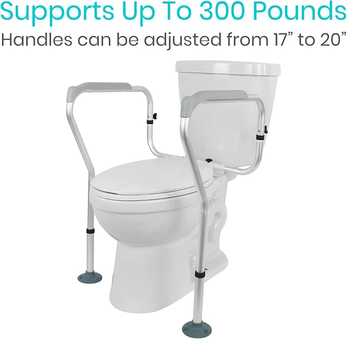 Vive Toilet Frame Rail for Elderly & Disabled - Adjustable Grab Bar Rail with Arms, Safety Support Handles for Seniors, Handicap Bathroom Mobility Aids, Sit to Stand Assist to Help Adults Get Up